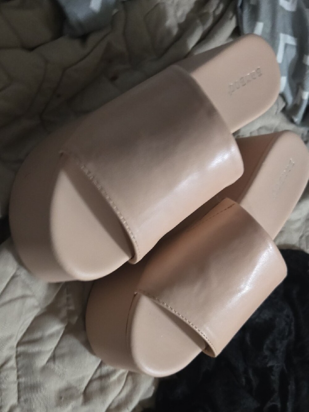 BAMBOO Nude Blush Platform Slide Sandals - Picture 5 of 5